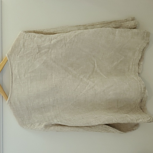Pure Jill Linen Button Front Gauzy Crinkle Top Size Medium - Picture 6 of 7